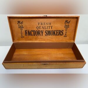 Vtg.  1949 5 Cent Factory Smokers Wooden Cigar Counter Display Box Cigar culture